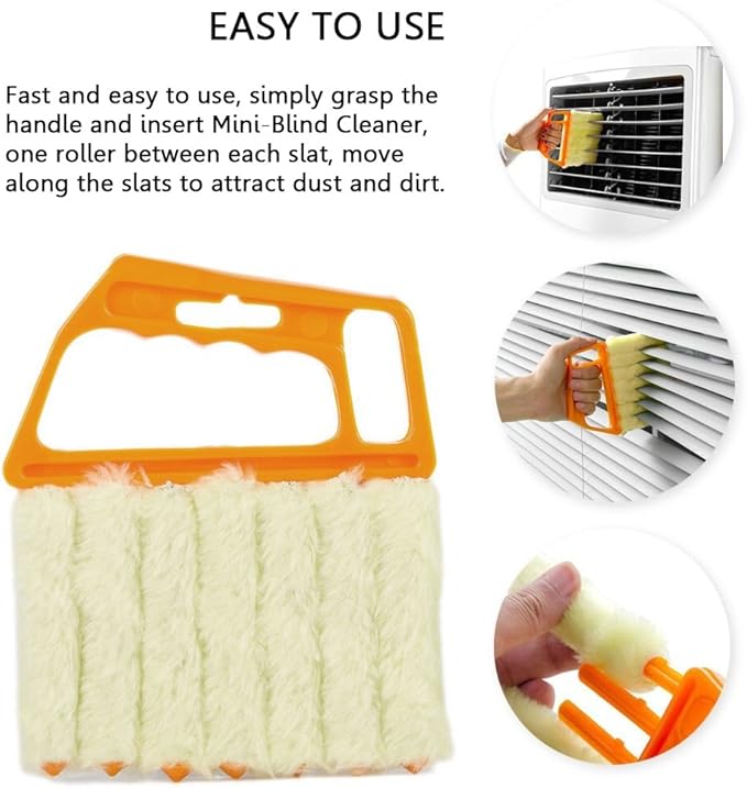 Blind Cleaner Brush , Blinds Dust Shutters , Mini Washable & Removable Window Air Conditioner Duster With 7 Slat Handheld Household Kitchen Cleaning Tools , For Awnings , Siding , Vinyl , Car , Fan