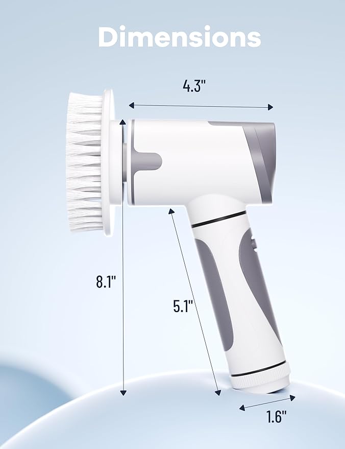 Wildley Electric Spin Scrubber,Power Scrubber Dual Speeds Cordless Shower Scrub Brush with Handle,Cleaning Brush with IPX7 Waterproof,8 Brush Heads for Kitchen,Tile,Tub (Short Purple)