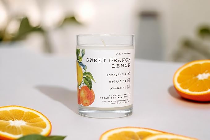Leoben Co. | B.B. Wellness Scented Candle | Hand-Poured Vegan Soy Wax | Made in Small Batches | 40 Hours Burn Time | 9 oz | Infused with Natural Essential Oils | (Sweet Ornage Lemon)
