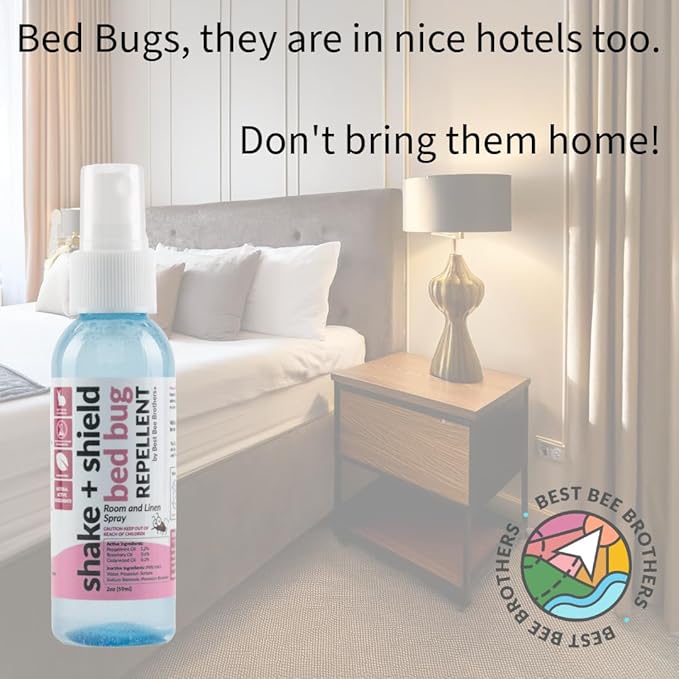 Best Bee Brothers Shake + Shield Room & Linen Bed Bug Spray – Non-Greasy Bug Spray Made with Plant-Based Ingredients, 8 Oz. + 2 Oz.