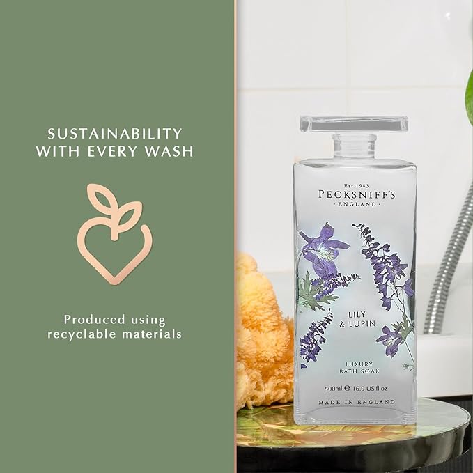 Pecksniff's Lily & Lupin Bath Soak Decanter | 500ml/16.9 Fl Oz