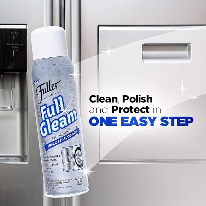 Fuller Brush Full Gleam Stainless Steel Cleaner – 15 oz Spray for Appliances, Chrome, Aluminum & Sinks – Cleans, Polishes & Protects Metal Surfaces (Pack of 2)