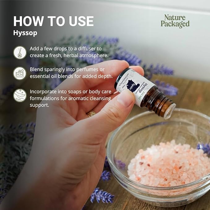 Hyssop Essential Oil - Direct from Aromáticas Zalabí Spain - Steam Distilled - Aceite de Hisopo for Aromatherapy, Massage, Diffuser, DIY Candle and Soap Making - 5ml