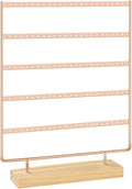 5 Tier 120 Hole Earring Holder Organizer, Rust Proof Metal and Wooden Base Jewelry Organizers and Storage for 60 Pairs of Earrings, Suitable for Home Storage and Sales Display