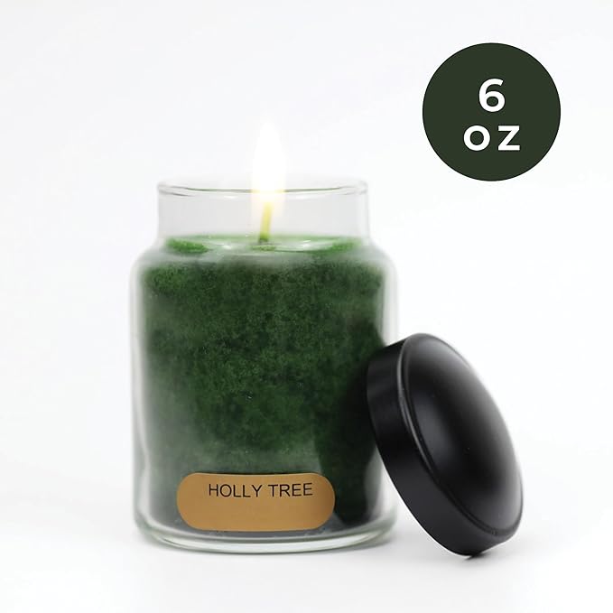 A Cheerful Giver - Holly Tree Baby Scented Glass Jar Candle (6oz) with Lid & True to Life Fragrance Made in USA