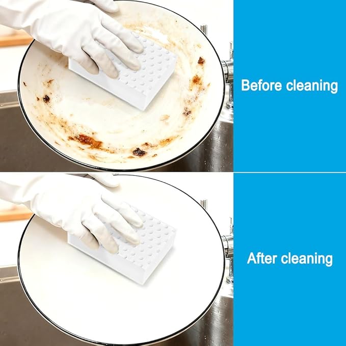 10 Pack Magic Sponge Eraser 3X Thick and Long Lasting Melamine Cleaning Sponges in Bulk - Multi Surface Scrubber Foam Cleaning Pads - Bathtub, Floor, Baseboard, Bathroom, Wall Cleaner （3.9*2.5*1.1in）