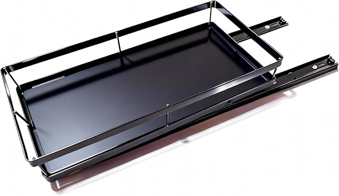 Under Sink Organizer, Ball-Bearing, Under Kitchen Sink Organizer, Under Cabinet Organizer, No-Drill Adhesive, Under Sink Storage (Glossy Black, 1-Pack)