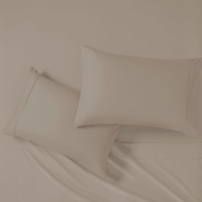 Modern Threads Soft Microfiber Solid Sheets - Luxurious Microfiber Bed Sheets - Includes Flat Sheet, Fitted Sheet with Deep Pockets, & Pillowcases Khaki California King