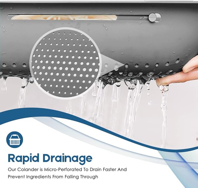 Collapsible Colander Kitchen Extendable Strainer Fruits Vegetables Noodle Pasta Food Drain Basket Space-Saver Portable Drainer Over Sink (1, 3#Grey)