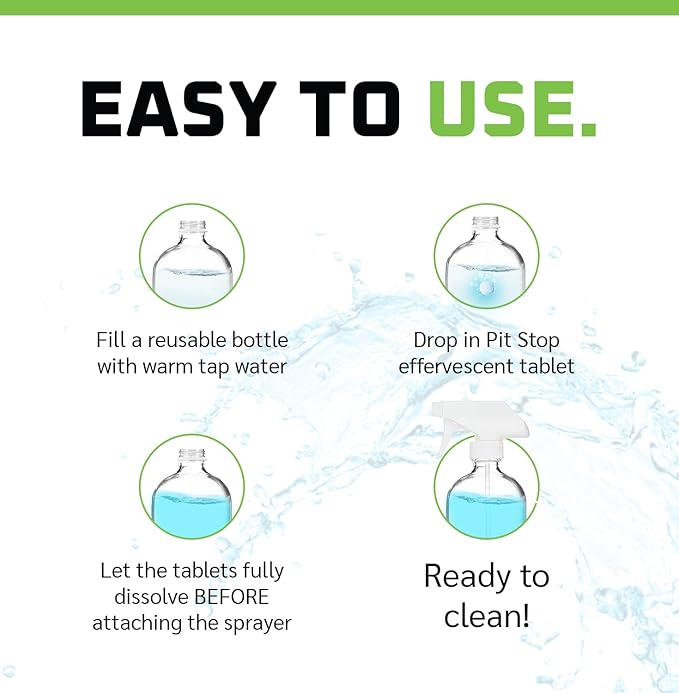 WASH&WHIPS Window/Glass Cleaner Refill Tablets - 5ct (Makes 5 Gal/20L) - Streak-Free, Cleans Glasses, Windows, Windshields - Car, Office, Home & Kitchen