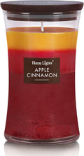 HomeLights 3-Layer Candles for Home Scented, 21.52 OZ Natural Soy Wax Scented Candles Burns Up to 100 Hours, Large Jar, Apple Cinnamon