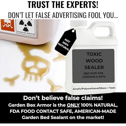 Garden Box Sealer | FDA Food Contact Safe Plant-Based Wood Sealant for Raised Bed, Planter & Pet House. Protects All Wood Types from Water & Weather Damage |