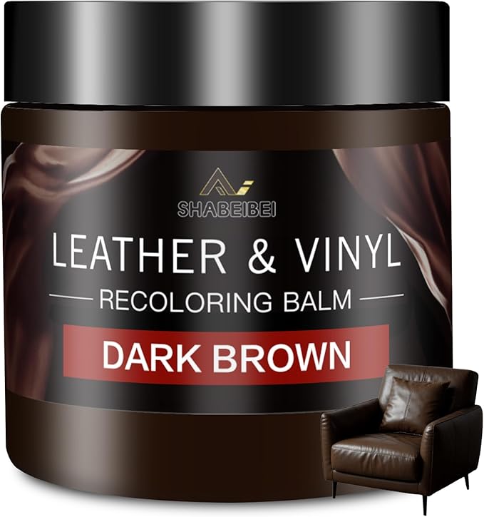 Leather Recoloring Balm and Scratch Repair Kit, Dark Brown Leather Restorer for Couches, Furniture, Car Seats, Leather Paint & Stain for Sofa, Chairs, Bags, and More