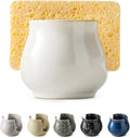 Zoeeker Sponge Holder for Kitchen Sink Counter, Ceramic Dish Sponge Caddy White Sink Organizer Dish Rack Farmhouse Brush Holder for Bathroom, Kitchen, White