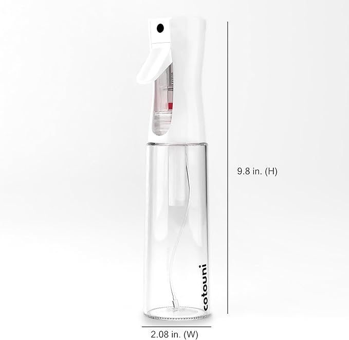 Cotouni Continuous Spray Bottle for Hair Care, Hydrating Skin Care | Plant Mister or Squirt Bottle for Ironing and Cleaning, 10.1 fl oz/300 mL Clear Glass, 9.8"(H) x 2.08"(W)
