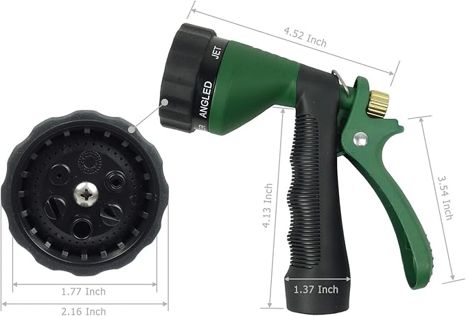 H2O WORKS Garden Hose Nozzle Heavy Duty Water Hose Nozzle with Adjustable Watering Patterns High Pressure Sprayer Nozzles, Pefect for Car Washing and Pets Showering