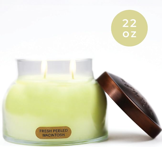 A Cheerful Giver - Fresh Peeled Macintosh Mama Scented Glass Jar Candle (22oz) with Lid & True to Life Fragrance Made in USA