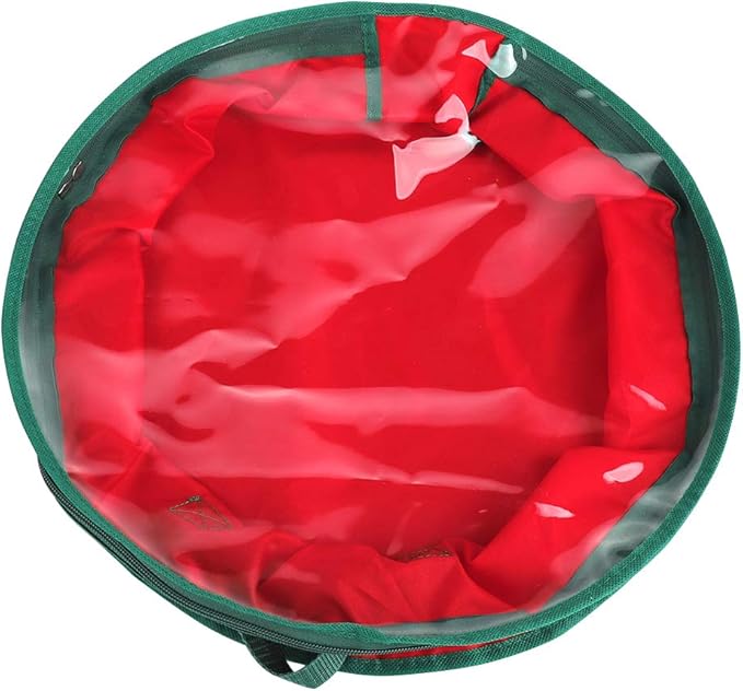 20x20x6 Inch Wreath Storage Bag, Heavy Duty Oxford Fabric & PVC, Transparent Design, Double Zipper, Handle, Waterproof, Protects Decorations