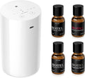 Airversa Waterless Essential Oil Diffuser Starter Kit with 4 x 10mL Hotel Scent Fragrance Oil, Battery Operated Mini Scent Air Machine Portable Diffuser for Home Car Office, AN8 Kit White
