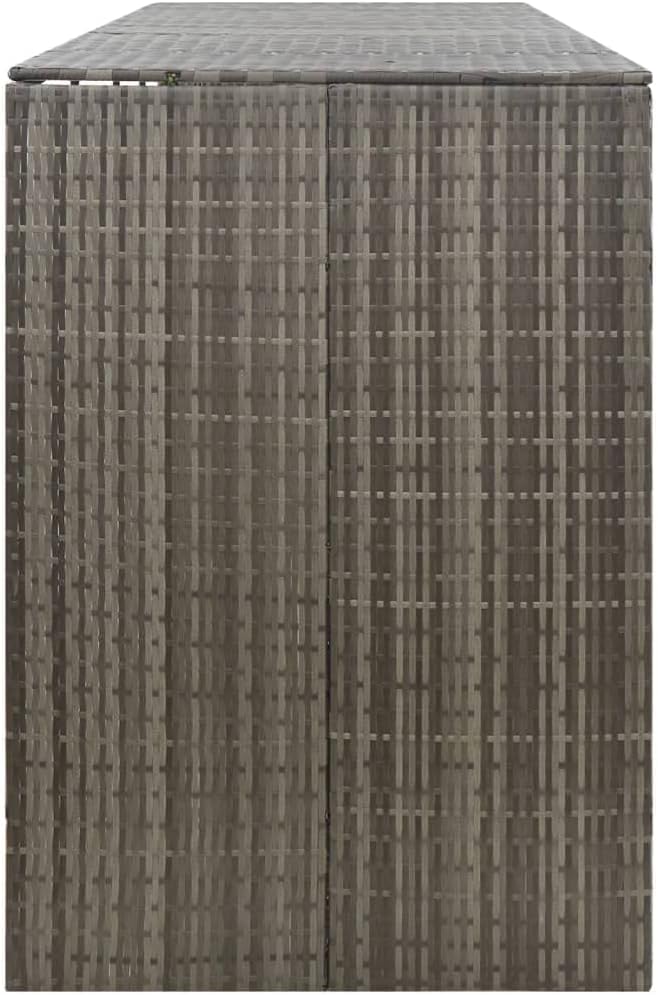 Quadruple Wheelie Bin Shed Garbage Can Storage Shed, PE Trash Container Management Unit, Outdoor Patio Recycling Dustbin Trash Shed, Gray 107.9"x31.5"x46.1" Poly Rattan -AA
