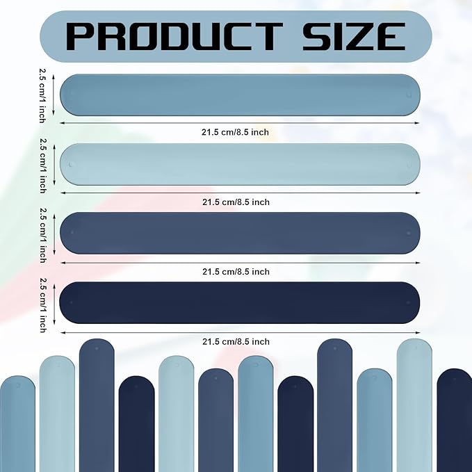 Charniol 12 Pieces Wrapping Paper Roll Holder Holiday Flip Wraps Silicone Covered Metal Strips Flip 1 x 9 Inch Stabilizer Slap Band for Poster Gift Paper Vinyl Storage Organize (Blue)