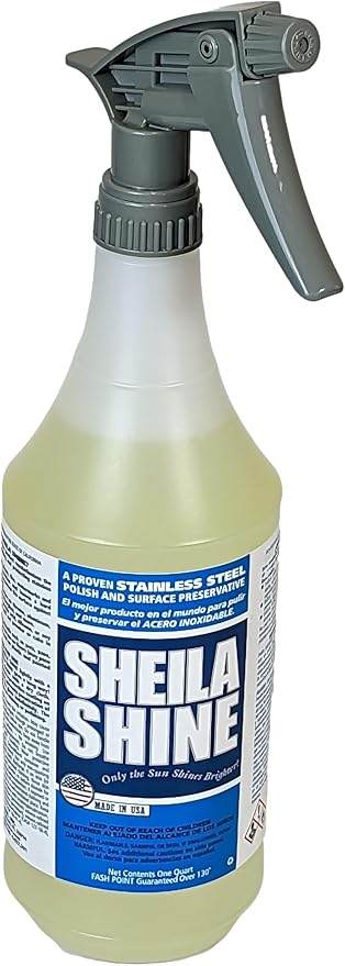 Sheila Shine 1 Quart Stainless Steel Cleaner and Polish - Cleans, Polishes & Protects Kitchen Appliances, Refrigerators, Sinks, Ovens & Grills - Spray & Polish Stainless Steel Cleaner
