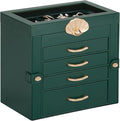 Jewelry Box with 4 Drawers: Display Organizer for Earrings Necklaces - Gifts for Girls Women (Forest Green)