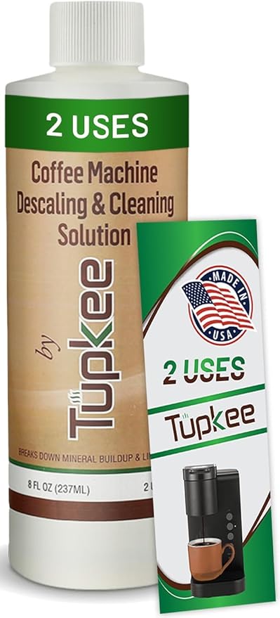 Tupkee Universal Descaling Solution for Keurig Breville Nespresso & Delonghi (2 Uses) | Coffee Machine Descaler Cleaner | Liquid To Descale Automatic Coffee Makers & Espresso Machines