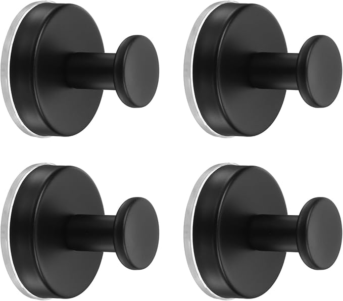 4 Pack Towel Hooks for Bathroom, Wall Hooks Suction Cup No-Drill Door Hanger Apply to Shower/Kitchen/Bedroom/Hanging Coat/Towel/Robe (Black)