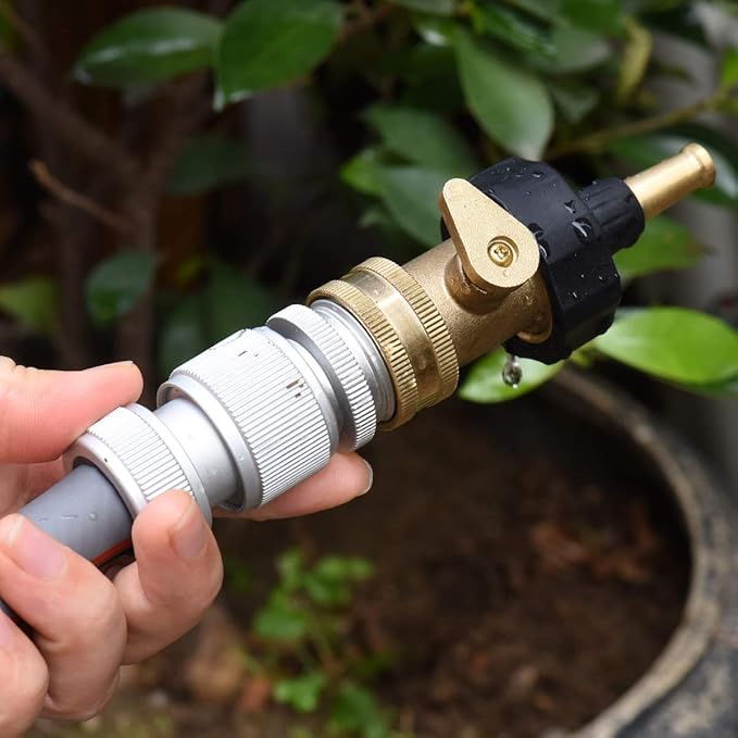 PLG Jet Nozzle Hight Pressure Hose Nozzle with Shut-off Valve - Heavy Duty Brass Nozzle for Outdoor Cleaning, Patio, Driveway, Roof & Car Washing, 2 Pack