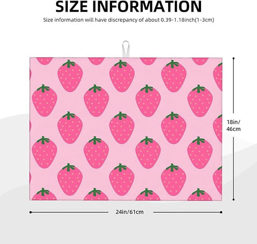 Absorbent Dish Drying Mat For Kitchen Counter, Strawberry Pink Fruit Microfiber Dish Drying Pad, Kitchen Gadgets For Easy Clean Multi-Use