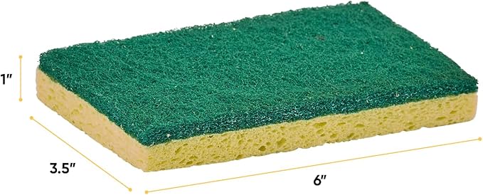 Scrubee Heavy Duty Scrub Sponge with Scouring Pad, Kitchen Dishwashing, Sink, Pot and Frying Pan Cellulose Scrubber Sponge Non Scratch. by Superio… (6" 3 Pack)