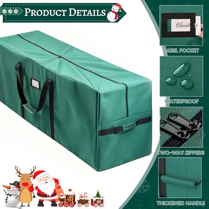 Christmas Tree Storage Bag, Fits Up to 9-11 Ft Artificial Xmas Trees, 600D Heavy-Duty Waterproof Storage Bags with Reinforced Handles & Dual Zippers for Trees Cushion Furniture