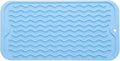 MicoYang Silicone Dish Drying Mat for Multiple Usage,Easy clean,Eco-friendly,Heat-resistant Silicone Mat for Kitchen Counter or Sink,Refrigerator or Drawer Liner Light Blue S 12 inches x 6 inches