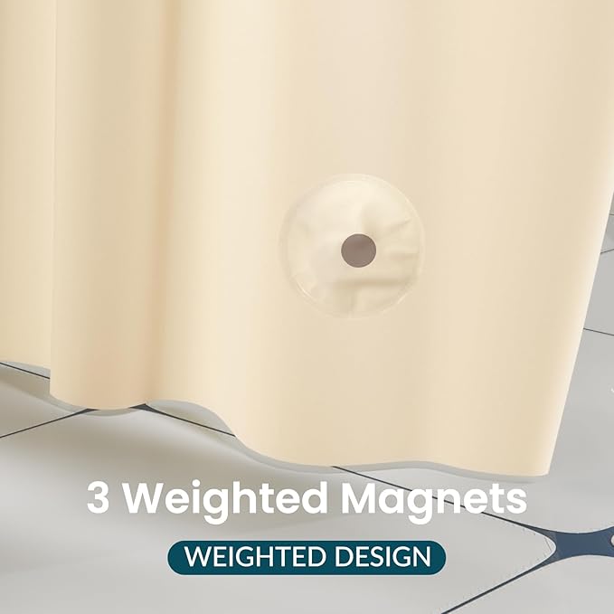 Titanker Plastic Shower Curtain Liner, 72x72 Beige Shower Liner Lightweight PEVA Shower Curtains for Bathroom, Waterproof Shower Liner with Magnets and Rustproof Grommets