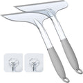 Shower Squeegee for Glass Shower Doors Bathroom Tile Mirror – Streak-Free Silent Window Cleaner with Non-Slip Handle and Adhesive Hook for Car and Home Cleaning