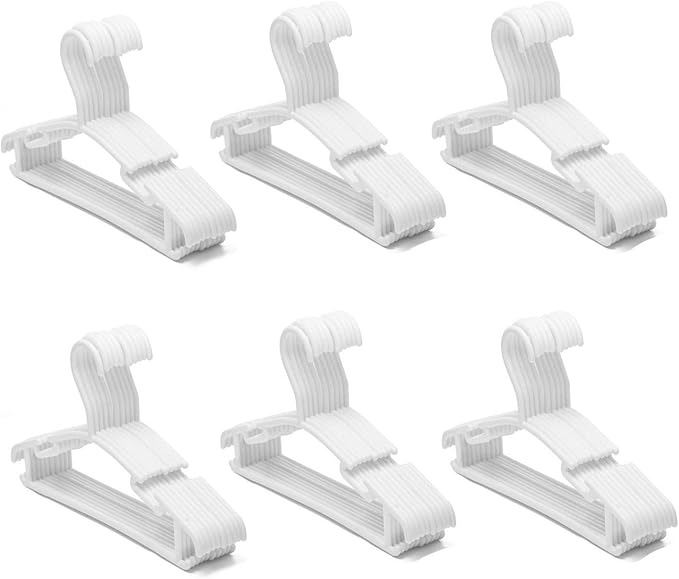 YYaaloa Kids Clothes Hangers Baby Clothes Hangers Childrens Plastic Infant Hangers Very Durable Kids Hangers Toddler's Hangers (White 60pcs)