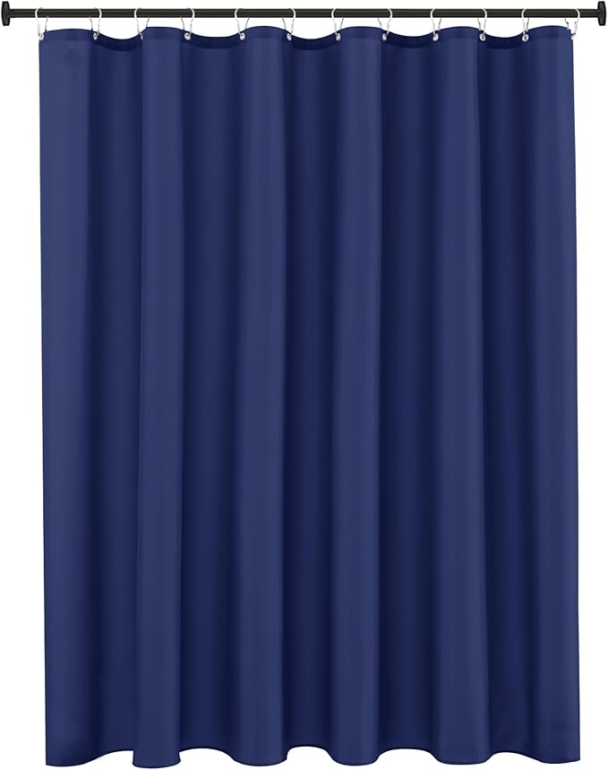 Biscaynebay Extra Long Fabric Shower Curtain Liner 72" Width by 84" Length, Navy Water Resistant Bathroom Curtains, Rust Resistant Grommets Weighted Bottom Hem Machine Washable