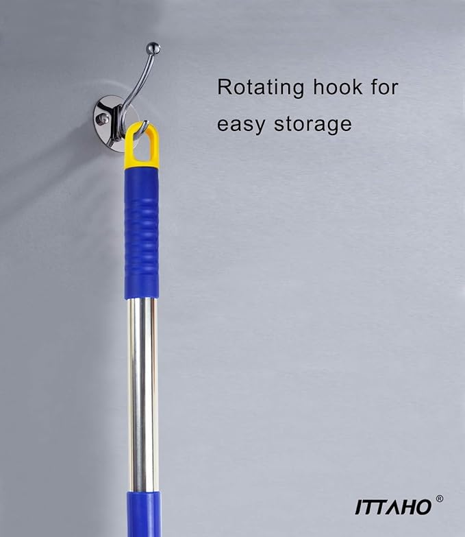 ITTAHO 81" Window Squeegee Cleaner, 2 in 1 Window Cleaning Tool Kit,Shower Squeegee with Extension Pole, Glass Cleaning Tools for Shower Glass, Indoor/Outdoor High Window Cleaning-Two Pads