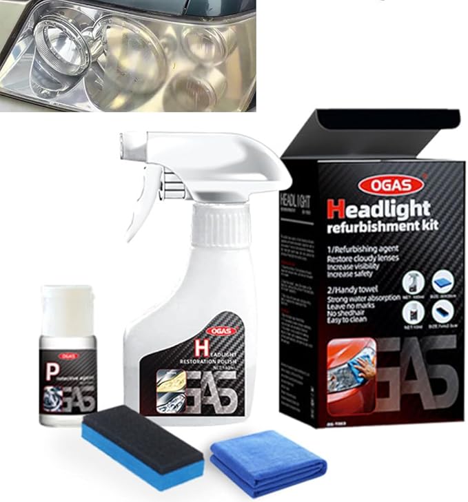 Biaoyun Automotive Headlamp Restoration Fluid Oxidized, Headlight Refurbishment Kit, Professional Car Headlamp Cleaner with Refurbishing Agent, Durable Headlight Repair Kit for All Vehicle Types