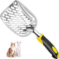 Apidgrowth Cat Litter Scoop-Metal Cat Scooper-Long Handle Scoop,Cat Scooper-Poop Sifting-Mesh Shovel-Suitable for Cat Litter Box, (Yellow)