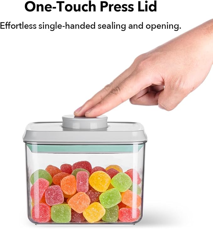 EQI Airtight Food Storage Container with One-Touch Lid, 8-Piece Set (1.3, 2.1, 2.9, 3.6 QT* 2) Stackable Durable BPA-Free for Flour, Cereal & Complete Pantry Organization.