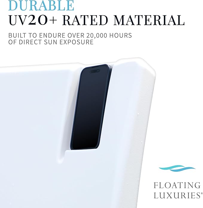 Floating Luxuries Kai Shelf Pool Lounger, in-Pool, Use in Pools with Shelves Up to 9 Inches Deep, Built-in Drink and Phone Holders, Chaise Lounge Chairs, Arctic White, Set of 2