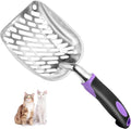 Apidgrowth Cat Litter Scoop-Metal Cat Scooper-Long Handle Scoop,Cat Scooper-Poop Sifting-Mesh Shovel-Suitable for Cat Litter Box (Purple)