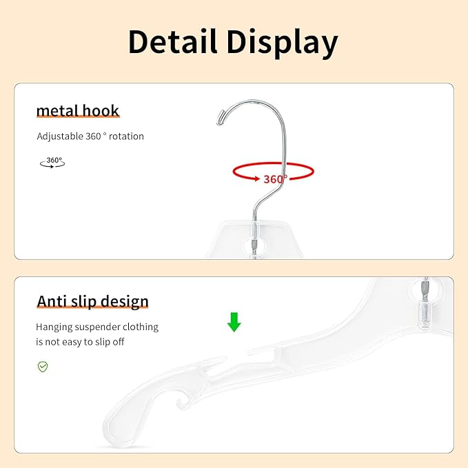 16.5” Clear Plastic Hangers 20 Pack - Durable Clothes Hanger for Wardrobe Organization, Essential Plastic Hanger for Garments, Versatile Coat Hangers for Home and Retail Use