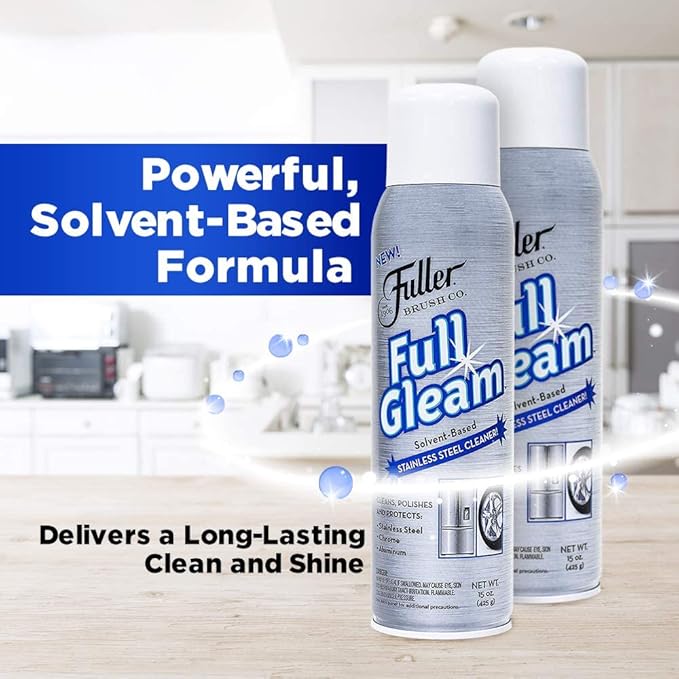 Fuller Brush Full Gleam Stainless Steel Cleaner - Chrome & Aluminum Conditioner Spray For Cleaning Pots, Pans, Cooktop & Kitchen Appliances - Easy Clean & Polish For Home & Business