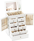 Emfogo Jewelry Box for Women Wooden Jewelry Boxes & Organizers 5-Layer Rustic Large Jewelry Organizer Box with Mirror & 8 Drawers for Rings Earrings Necklaces Bracelets Women Girls Gifts