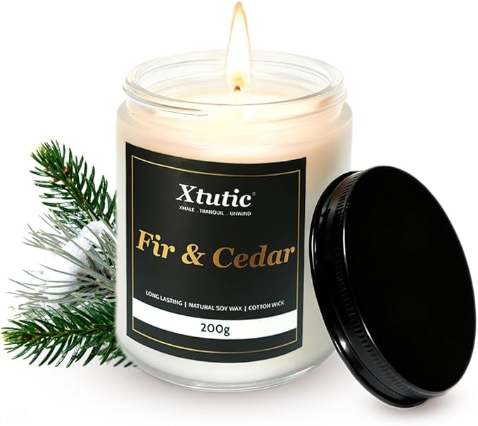 Scented Soy Candles, 7oz in White Frosted Jar - 50-Hour Burn Time, Aromatherapy Candle for Home Decor, Cozy Gifts for Any Occasion,Ideal Gifts for Women(Fir Cedar)