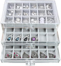 Acrylic Earring Organizer Box with 3 Drawers Clear Stud Earrings Holder Organizer with Velvet Trays Stackable Jewelry Organizer Box 54 Grids Earring Display Case for Women Girls (Grey)