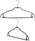 MAWA Clothes Reston Lloyd Silhouette Ultra-Thin Series, Non-Slip Space Saving Shirt Hanger with Pant Bar & Skirt Hooks, Style 42/FTU, Pack of 2, Black, 2 Count (13312M)